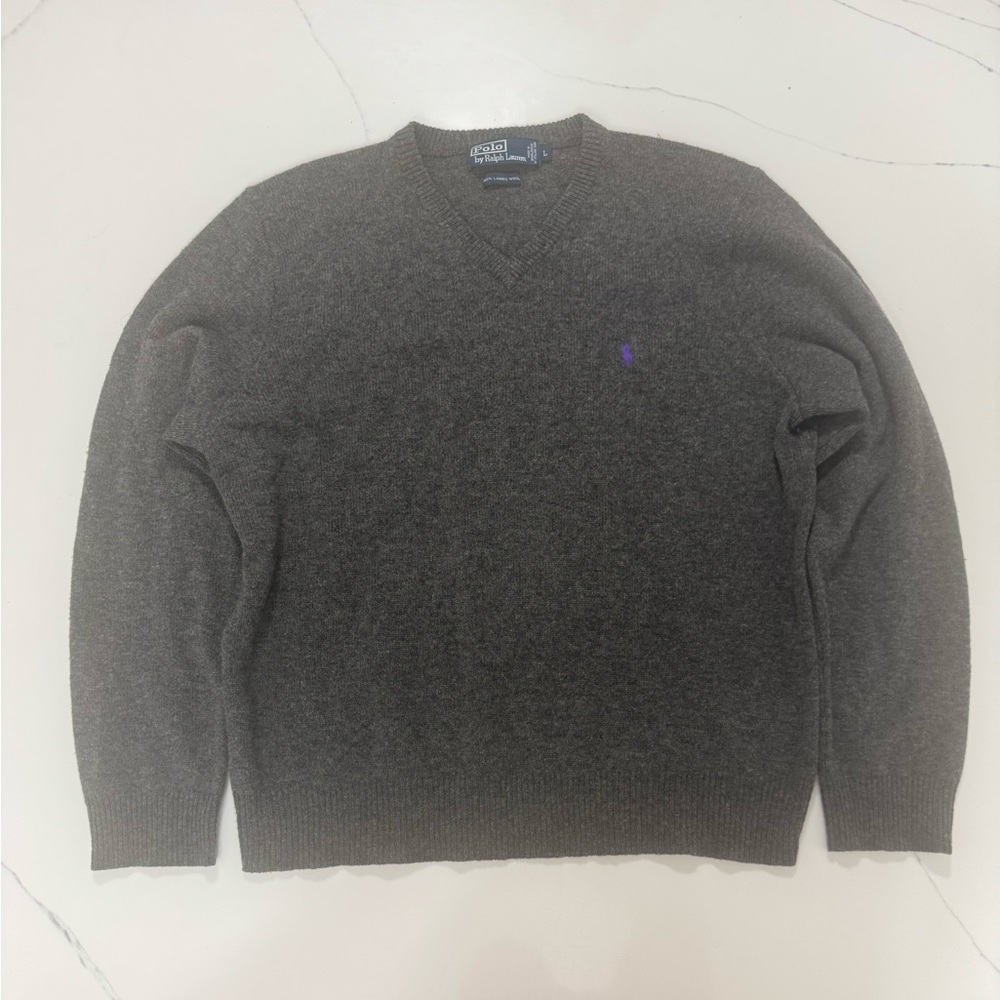 Polo Ralph Lauren Lambswool V-Neck Sweater (Grey) 🐑